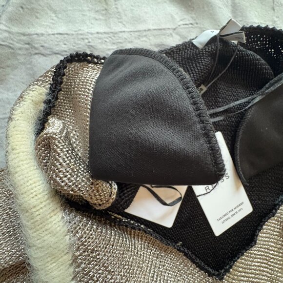 REISS Madeline Colorblock Sweater Metallic Spliced Pattern Jumper Blouse Sz XL - Picture 11 of 12